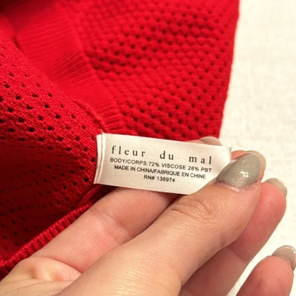 NWT Fleur du mal Red Knit Bra Top